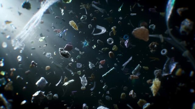 Microplastic and nanoplastic particles and synthetic microfibers suspended in ocean water
