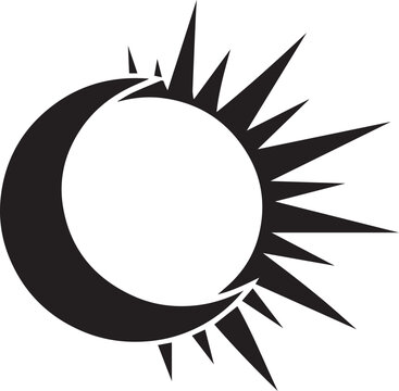 Black sun and moon eclipse icon symbol Vector, illustration