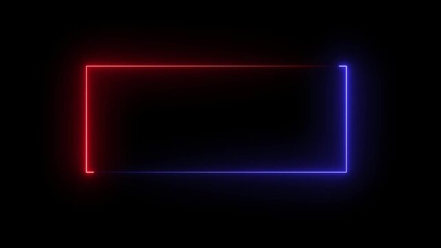 Rectangle neon. Rounded rectangle photo frame with four tone neon color and illustrated black background