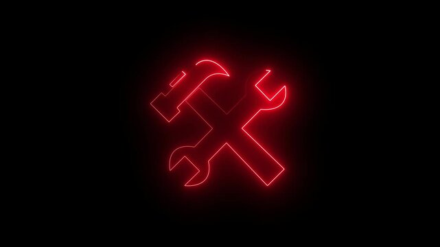 Update setting icon setup animation on black screen.Red color setting icon
