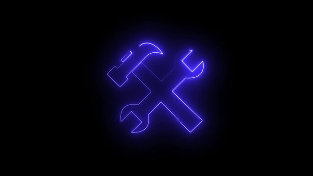 Update setting icon setup animation on black screen.Blue color setting icon