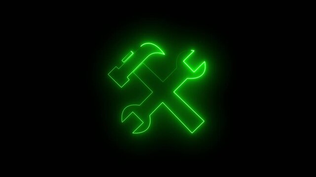 Update setting icon setup animation on black screen.Green color setting icon
