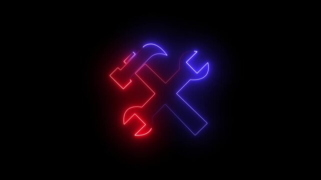 Update setting icon setup animation on black screen.red and blue color setting icon