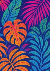 Obraz premium Vibrant tropical leaves pattern