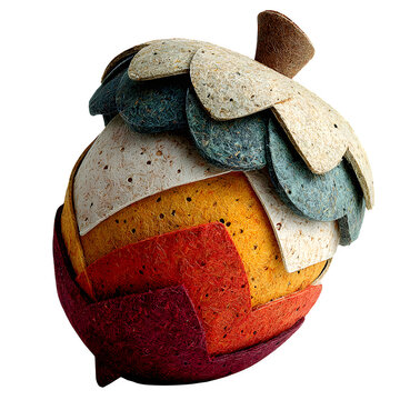 Handcrafted paper pop-up acorn decoration with layered felt textures for creative projects