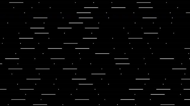 Abstract 4K animated Morse code transmission pattern featuring repeating rows of glowing dots and dashes scrolling in different directions and speeds across a dark background. Ideal for communication