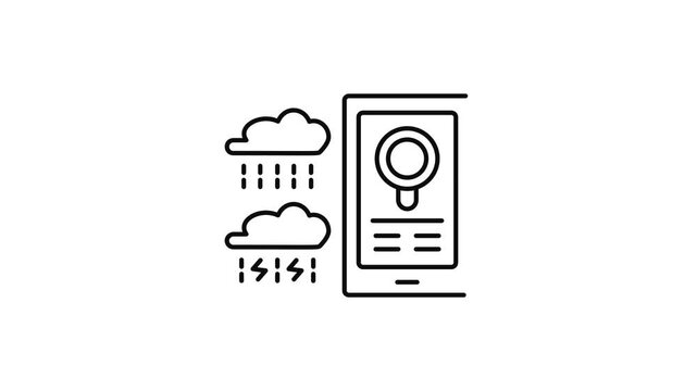 Minimalist outline animation of weather forecast on smartphone drawing on and fading out. Features a clean pop up style in 3 color setups.