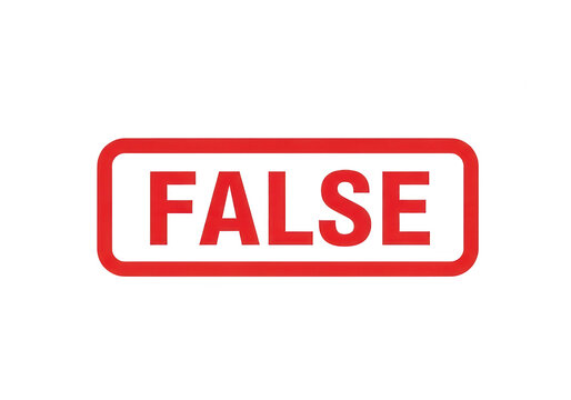 False red stamp icon on white background, rejected mark for verification, incorrect status symbol for business and legal documents