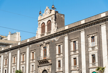 Obraz premium Historic Palazzo Tezzano in Piazza Stesicoro, in the heart of Catania, Sicily, Italy.