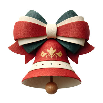 Handcrafted paper pop-up bell with decorative red bow and gold leaf detail for holiday crafting