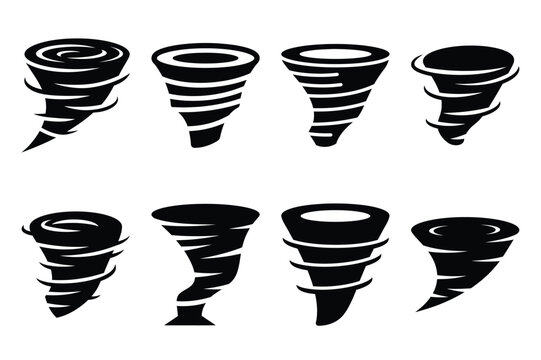 Collection set of halloween dust devil silhouette icon and Vector illustration on white background.