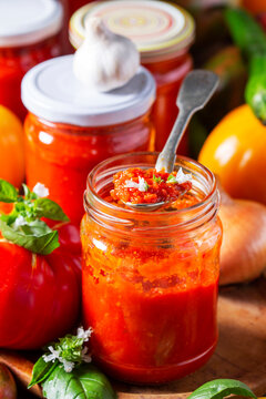 Hot tomato sauce, adjika, salsa, passata or marinara.