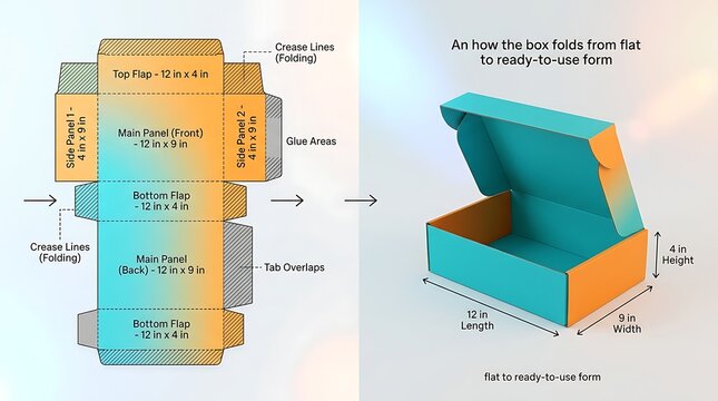 Step by step folding instructions for a cardboard box