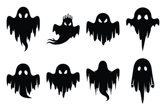 Collection set of halloween ice ghost silhouette icon and Vector illustration on white background.