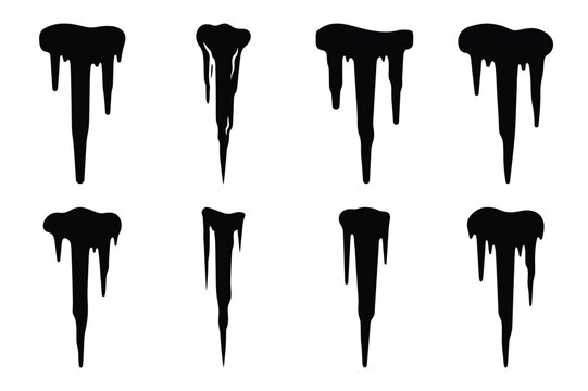 Collection set of halloween icicle silhouette simple silhouette icon and Vector illustration on white background.