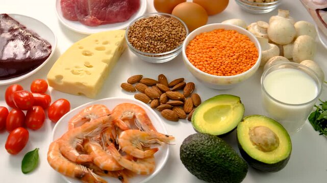 Foods that contain B vitamins. Selective focus.