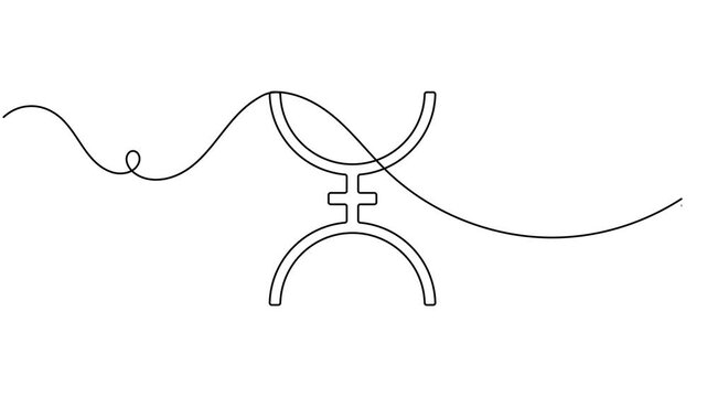 Continuous one line Proserpine asteroid symbol animation minimalist single art astrology video intros and educational astronomy motion graphic moving on white background