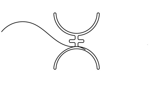 Continuous one line Proserpine asteroid symbol animation minimalist single art astrology video intros and educational astronomy motion graphic moving on white background
