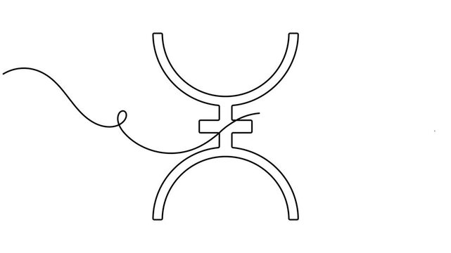 Continuous one line Proserpine asteroid symbol animation minimalist single art astrology video intros and educational astronomy motion graphic moving on white background