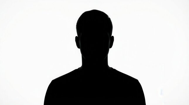 Silhouette of an unknown male person isolated on a white background.