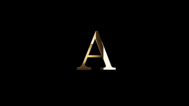 English alphabet letter A in gold style with gold particles, transparent background