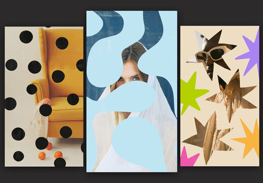   Retro Collage Frames Social Media Templates