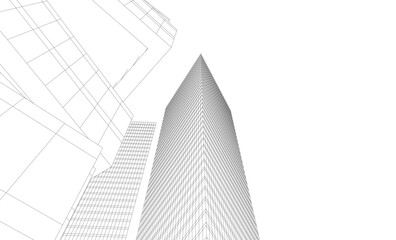 Fototapeta premium Architectural buildings in the city. Vector 3d illustration