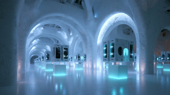 Futuristic Data Center in Historic Arched Underground Tunnel