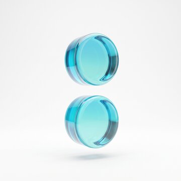 3D Glossy Blue Glass Colon Punctuation Mark Isolated on White Background