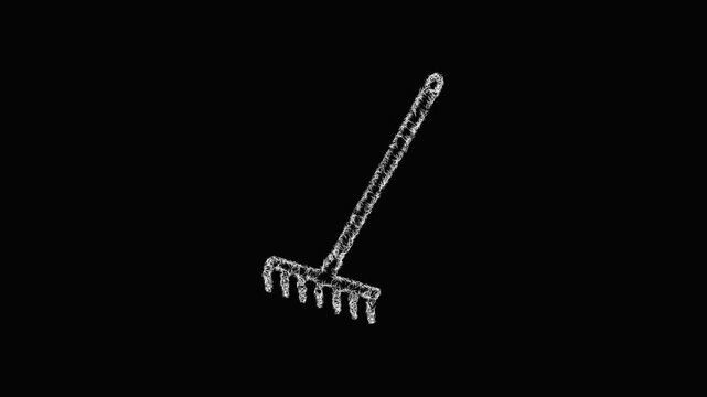 Sketch garden rake icon animation - smooth progressive reveal