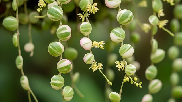 Close-up of blooming green hydrangea flowers in garden.
