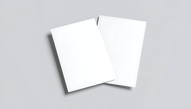 Two blank white cards or business cards on a neutral gray background, simple mockup for design presentation