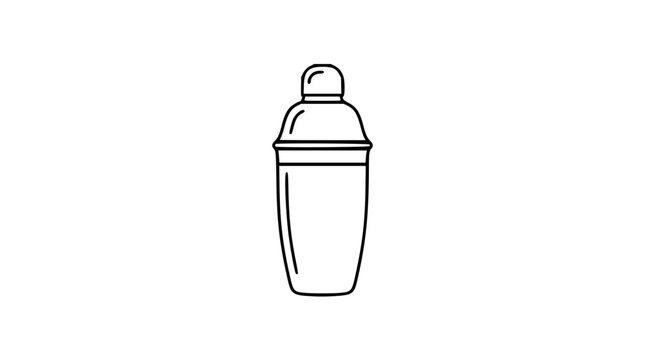 Hand-drawn cocktail shaker vector icon illustration - clean minimalist bartender tool, scalable outline design perfect for bars, restaurants, menus, and beverage-related graphic projects