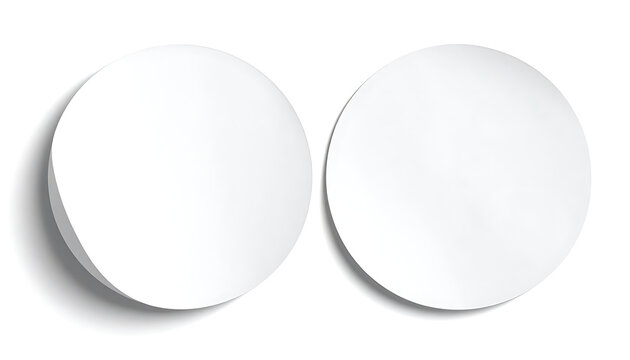 Two identical white circles with soft shadows on white background, isolated duo elements