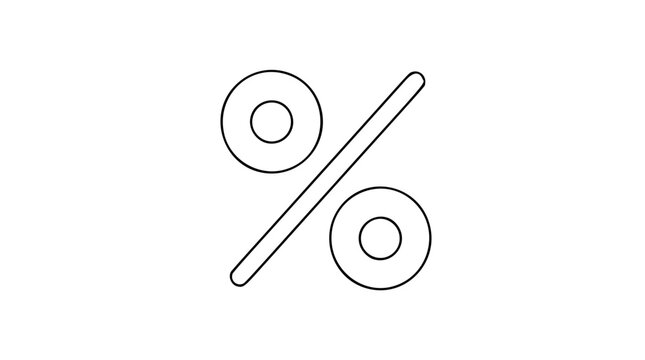 Minimalist Percentage Symbol Vector Icon. Hand-drawn outline style percent sign illustration for finance, mathematics, discount offers and business. Clean scalable line art graphic element.