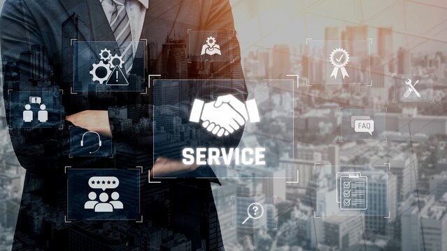 Customer service and support workflow with cooperation, communication, maintenance, and checklist icons for efficient service operation and user satisfaction Marrow