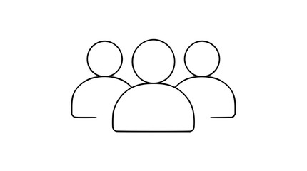 Minimalist vector icon featuring three people group outline illustration, hand-drawn team community symbol design, clean scalable line art for modern user interface and graphic design © Md
