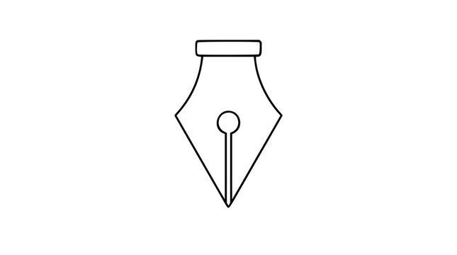 Fountain Pen Nib Vector Icon Minimalist Line Art Illustration Hand Drawn Writing Tool Calligraphy Ink Pointed Tip Elegant Script Design Element Scalable Graphic Resource For Creative Projects