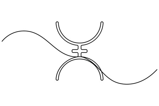Continuous one line drawing of Proserpine asteroid symbol minimalist single art astrology sign and educational astronomy icon on white background