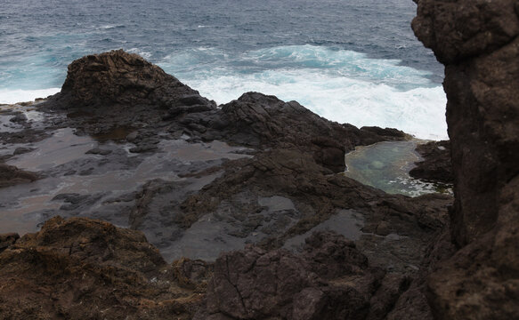 Volcanic Rock Formations along the Coast of Punta de Galdar