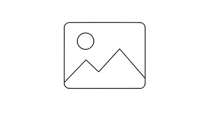 Minimalist image placeholder vector icon illustration, simple black line art design representing landscape, photography, media, or gallery content, isolated on a clean white background for web UI. © Monirul