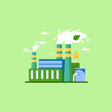 Green fuel manufacturing plant icon renewable energy concept