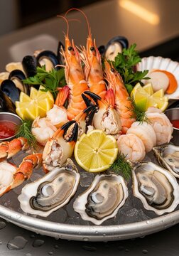 Seafood platter presentation