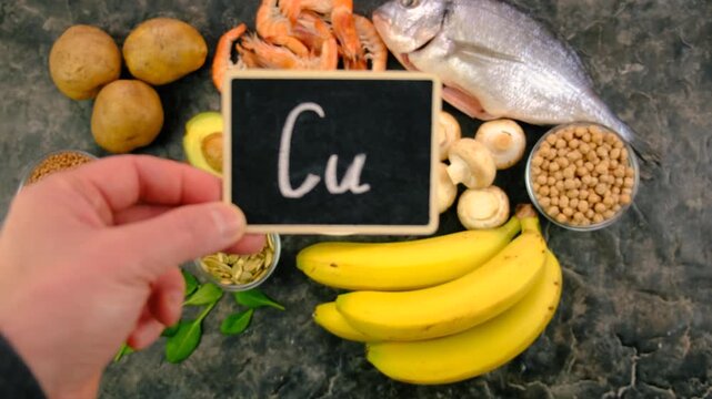 Foods that contain copper. Selective focus.