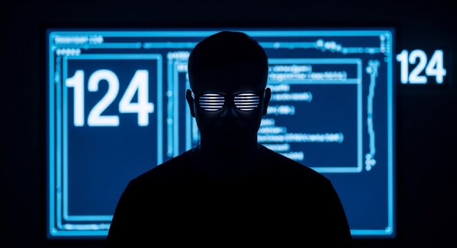 Silhouette person computer screen