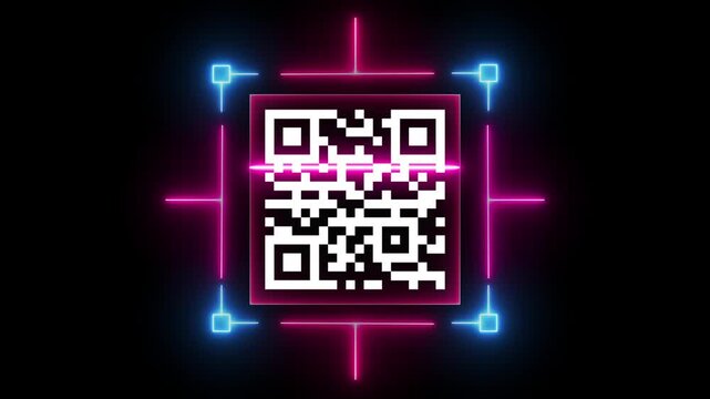 4K resolution QR code scanner animation isolated on black background. 4k video