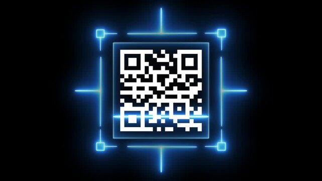 4K resolution QR code scanner animation isolated on black background. 4k video