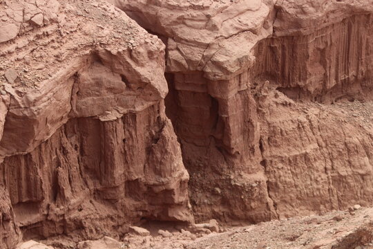 Natural Canyon Cliffs Shaped by Erosion, Natural Clay Formation in a Desert Canyon