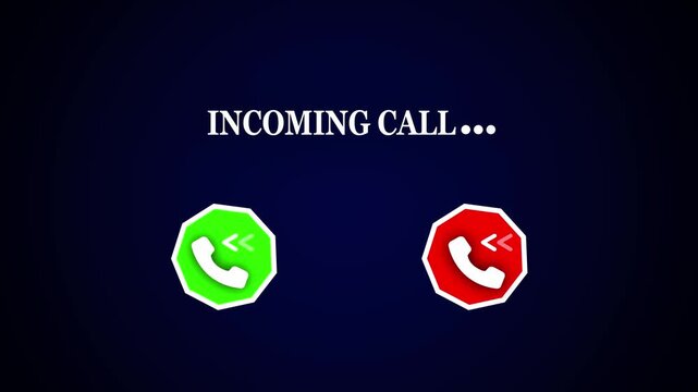 accept call or decline call icon animation phone call icons ui 4k animation on the blue screen background red or green phone call icon animation accept or reject call