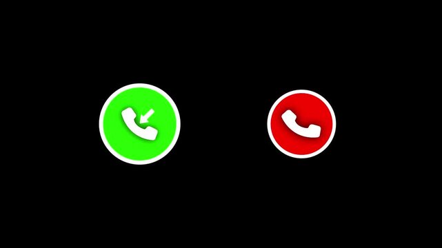Incoming Calling animation in mobile phone, call animated accept or decline option, incoming call in mobile phone display with alpha channel. Neon call icon animation